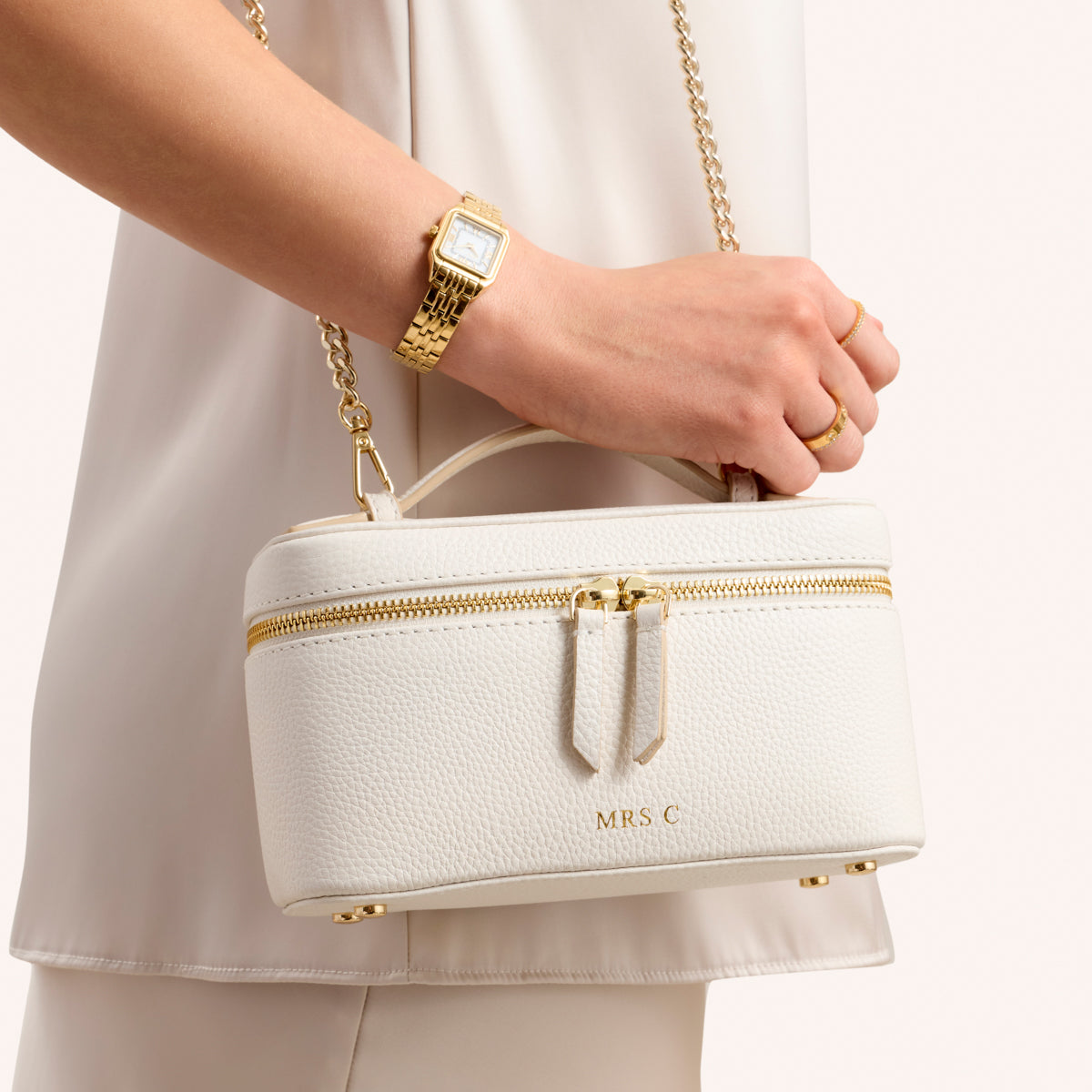 Leather Vanity Bag (Ivory)