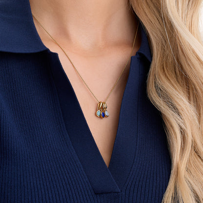 Signature Cut Trinity Gemstone Necklace (Gold)
