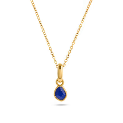 Signature Cut Blue Lapis Necklace (Gold)