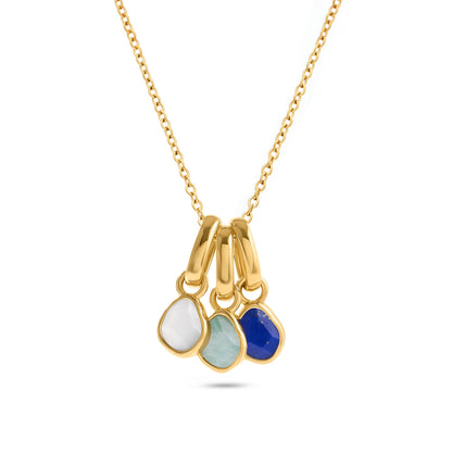 Signature Cut Trinity Gemstone Necklace (Gold)