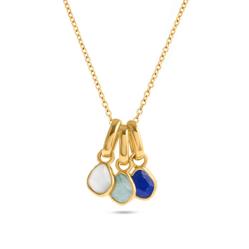Signature Cut Trinity Gemstone Necklace (Gold)