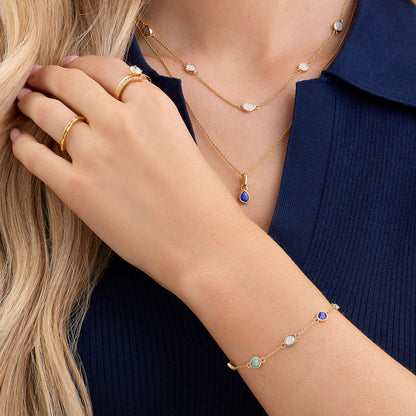 Signature Cut Blue Lapis Necklace (Gold)