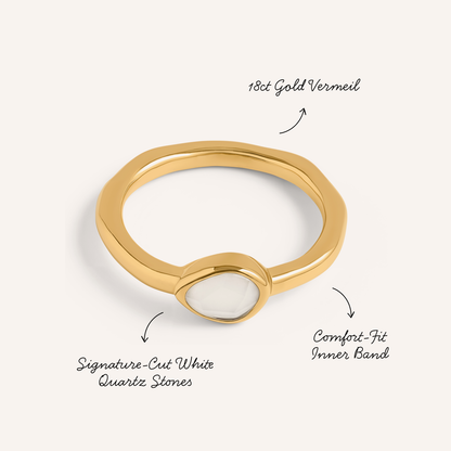 Signature Cut White Quartz Ring (Gold)