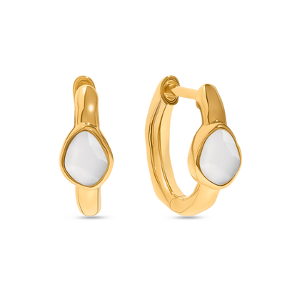Signature Cut White Quartz Sleeper Earrings (Gold)