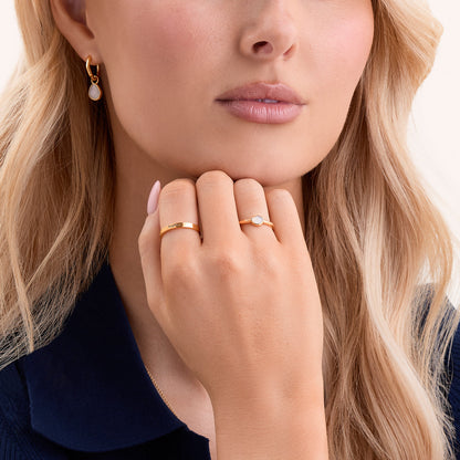 Signature Cut White Quartz Ring (Gold)