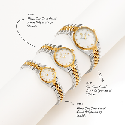 Mini Two Tone Pearl Link Belgravia 23 Watch