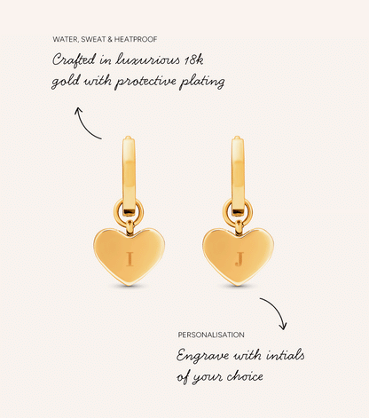 Pale Pink Opal Heart Huggie Earrings (Gold)