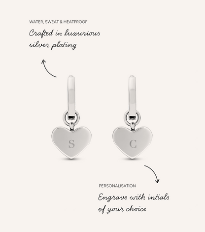 Africa Jade Heart Huggie Earrings (Silver)