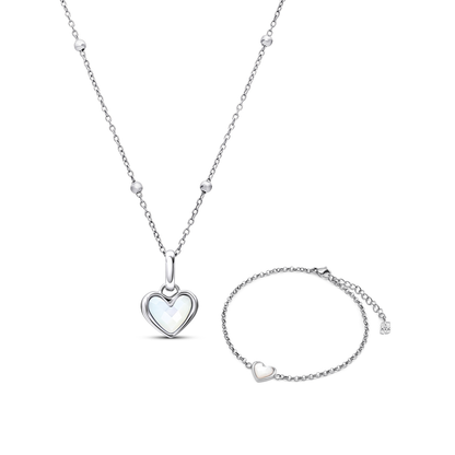 Mother of Pearl Heart Bracelet (Silver)