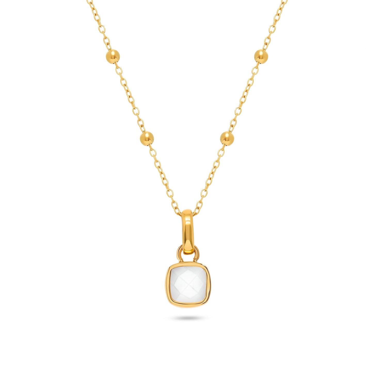 Mother of Pearl Cushion Necklace (Gold)