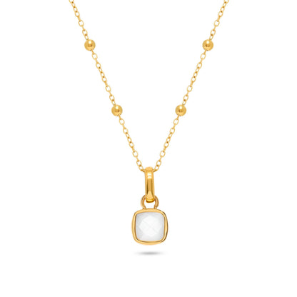 Mother of Pearl Cushion Necklace (Gold)