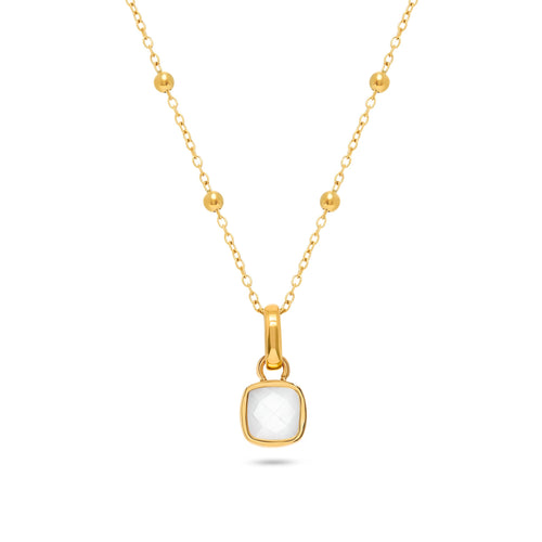 Mother of Pearl Cushion Necklace (Gold)