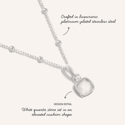 Mother of Pearl Cushion Necklace (Silver)