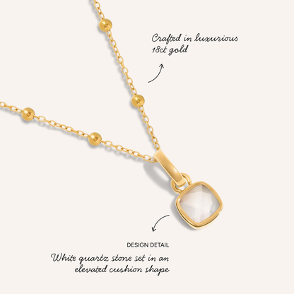 Mother of Pearl Cushion Necklace (Gold)