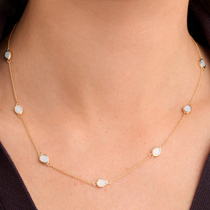 Signature Cut Multi White Quartz Necklace (Gold)