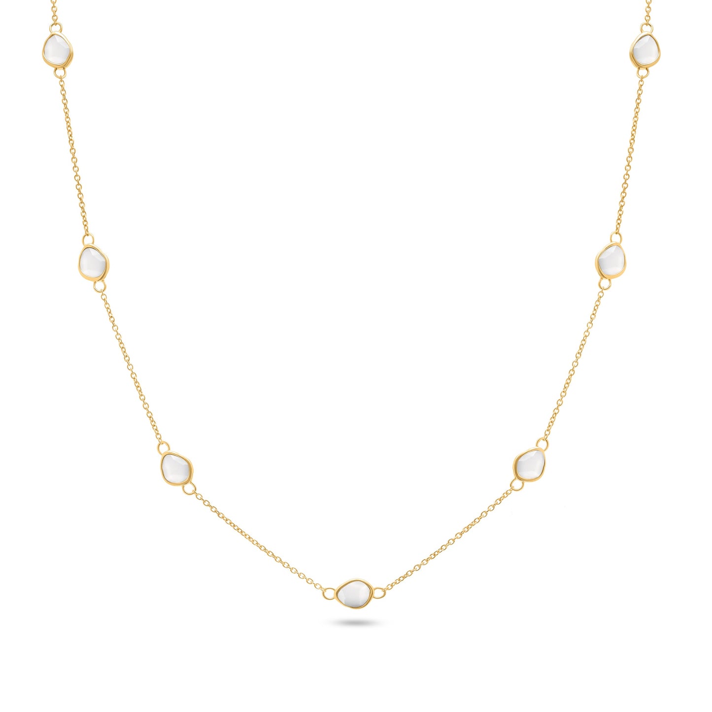 Signature Cut Multi White Quartz Necklace (Gold)