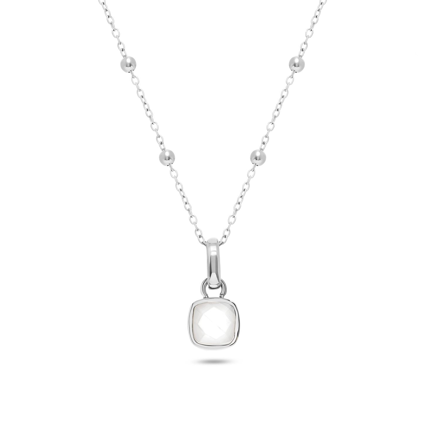 Mother of Pearl Cushion Necklace (Silver)