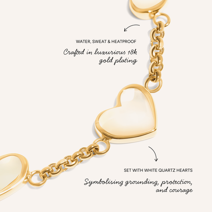 Mother of Pearl Multi Heart Bracelet (Gold)