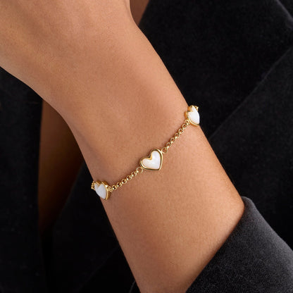 Mother of Pearl Multi Heart Bracelet (Gold)