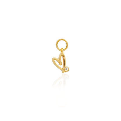 Stories Doodle Heart Huggie Charm (Gold)