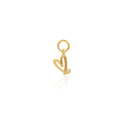 Stories Doodle Heart Huggie Charm (Gold)