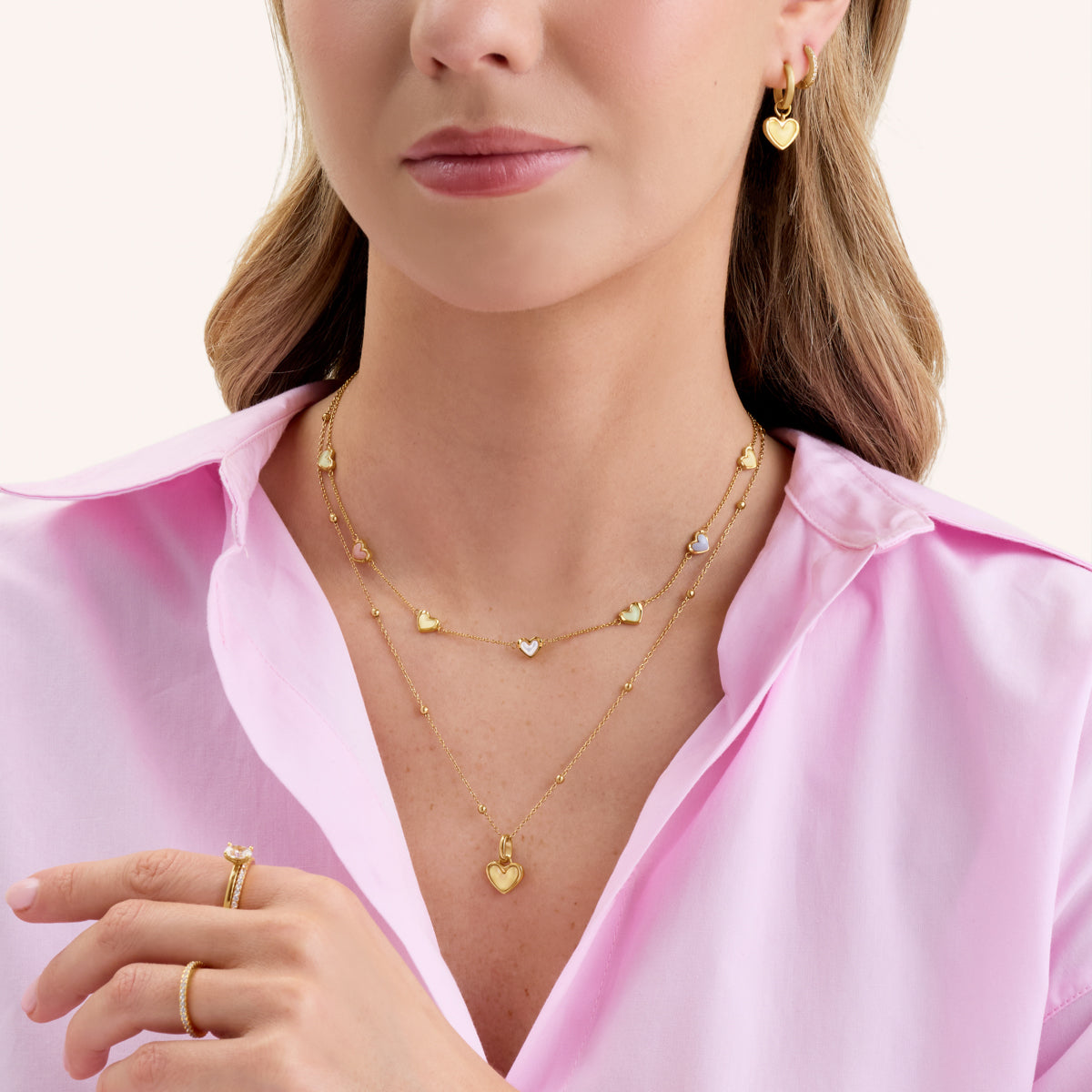Butter Yellow Quartz Heart Necklace & Earrings Set (Gold)