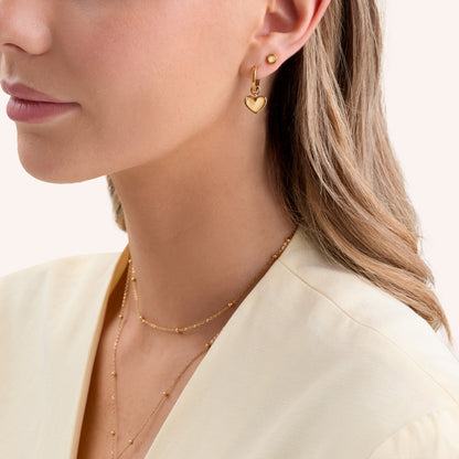 Butter Yellow Quartz Heart Huggie Earring Set (Gold)