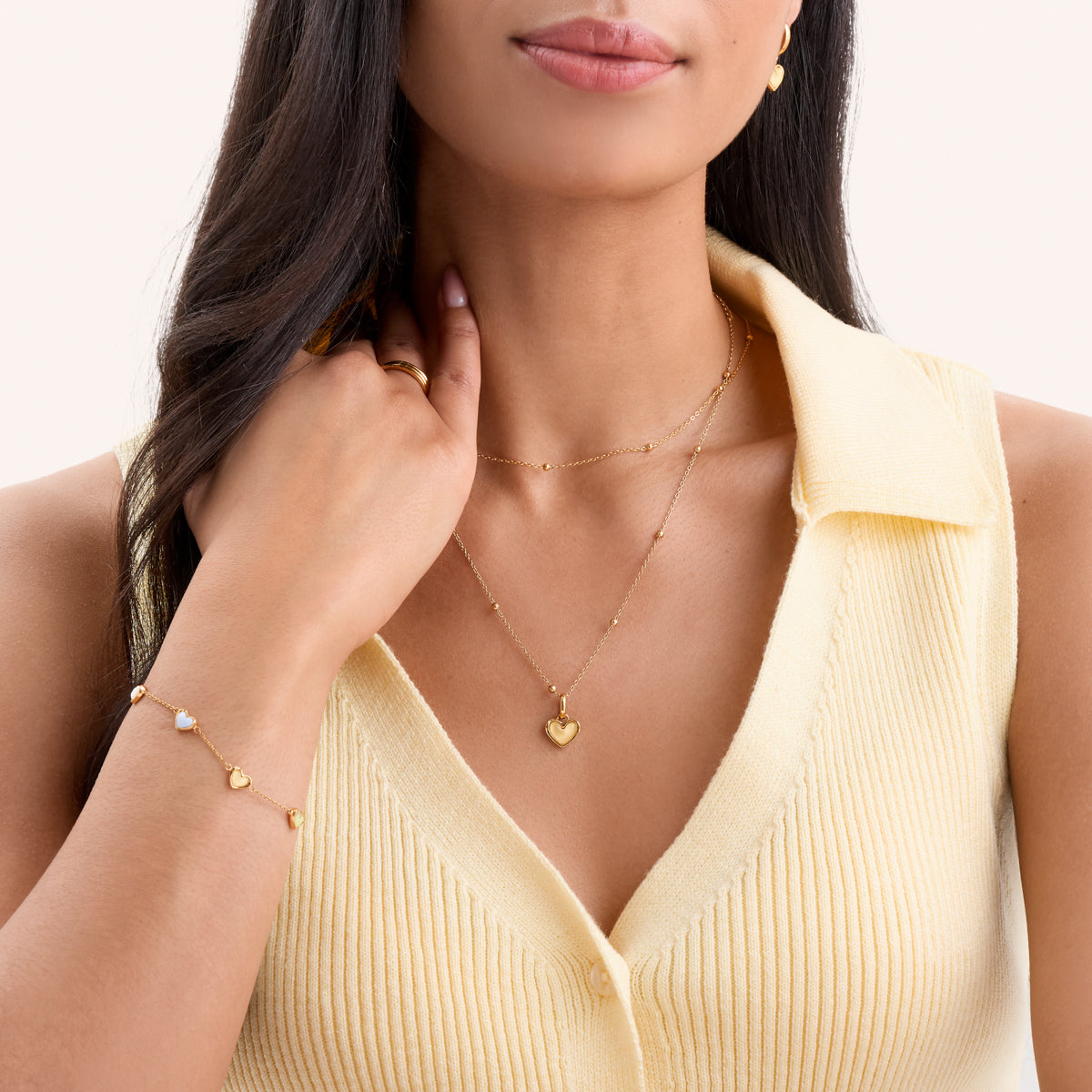 Butter Yellow Quartz Heart Necklace (Gold)