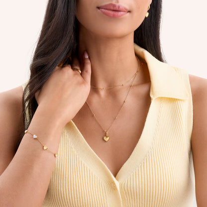 Butter Yellow Quartz Heart Necklace (Gold)