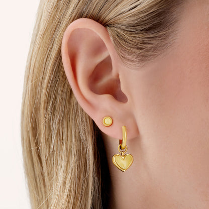 Butter Yellow Quartz Heart Huggie Earring Set (Gold)