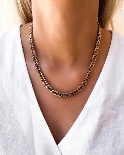 Curb Chain Necklace 18 in (Rose Gold)