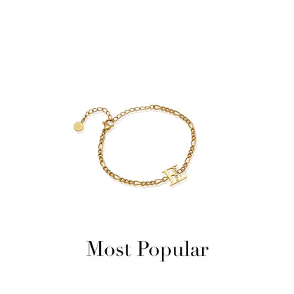 Double Initial Crystal Bracelet (Gold)