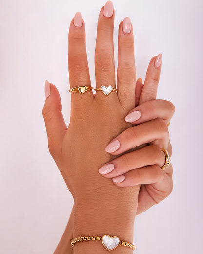 Mother of Pearl Heart Ring (Gold)