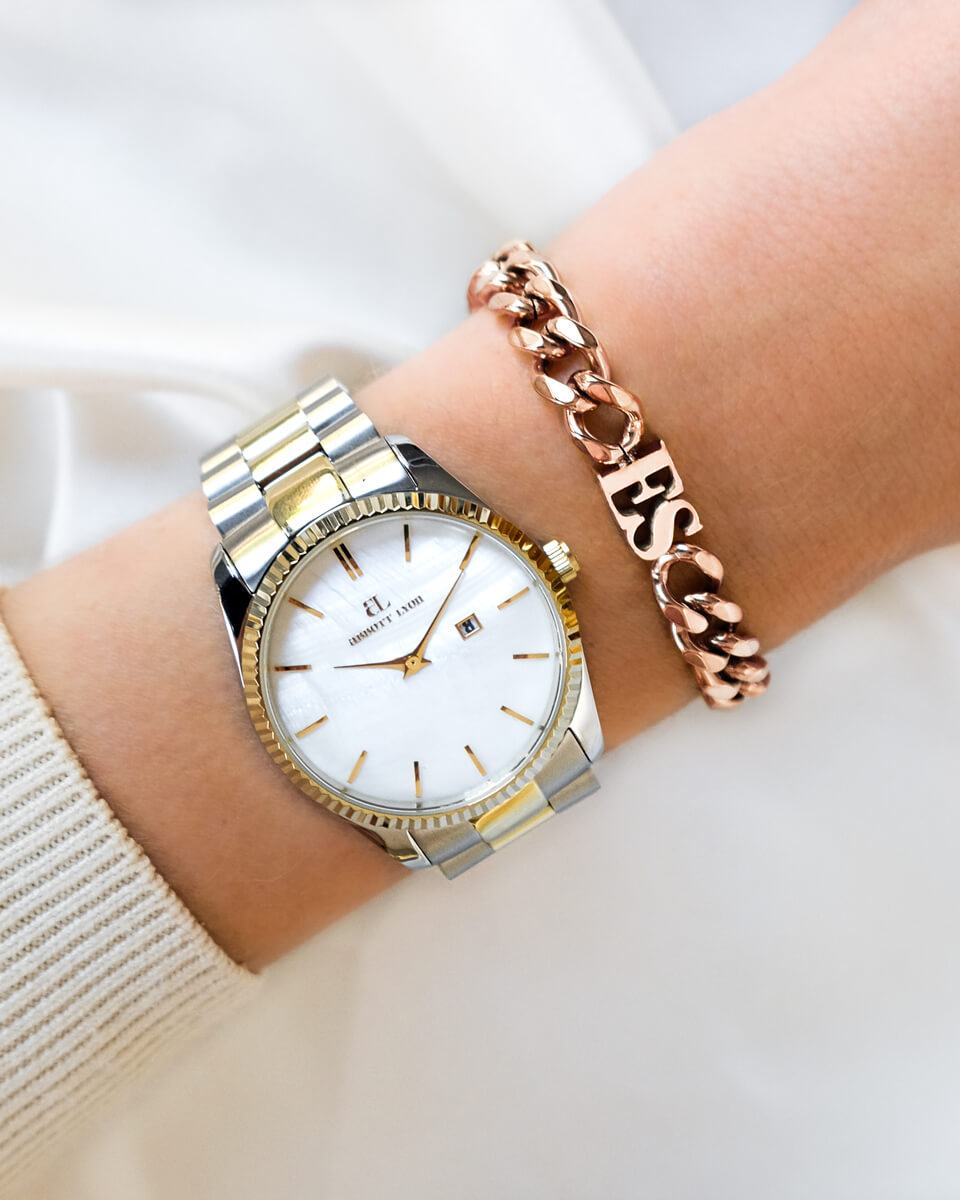 Initial Curb Bracelet (Rose Gold)