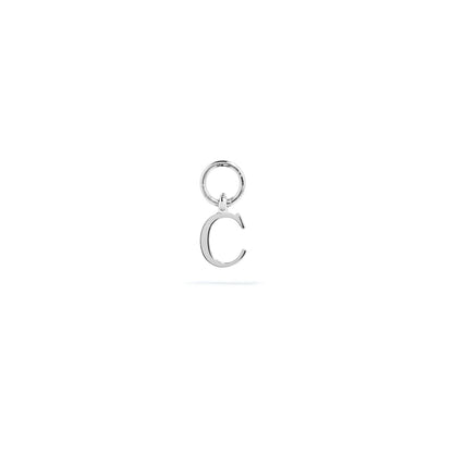 Stories Mini Initial Hoop Charm (Silver)
