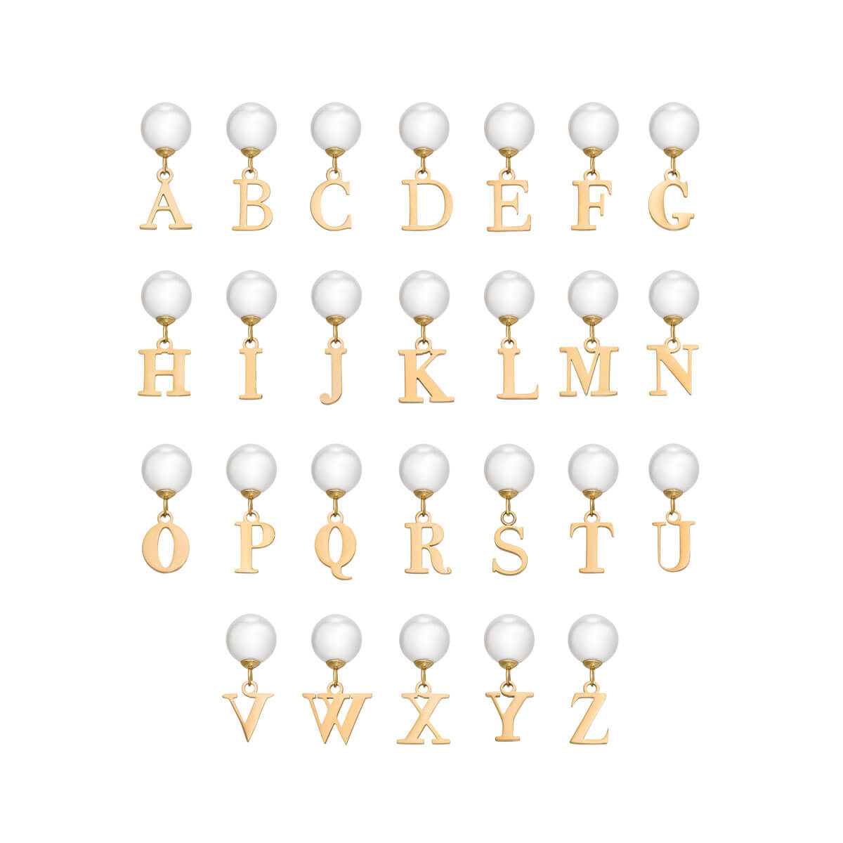 Pearl Initial Drop Earrings (Gold)