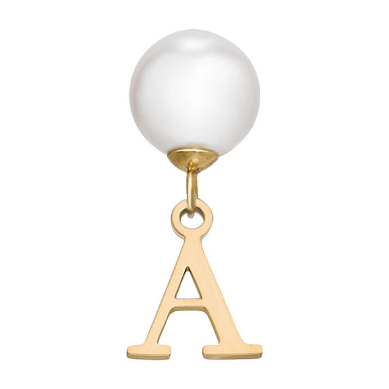 Pearl Initial Drop Earrings (Gold)