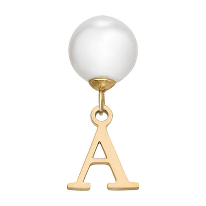 Pearl Initial Drop Earrings (Gold)