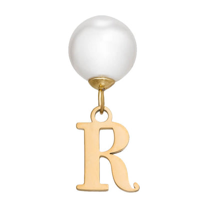 Pearl Initial Drop Earrings (Gold)