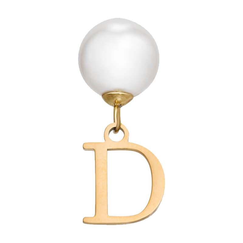 Pearl Initial Drop Earrings (Gold)