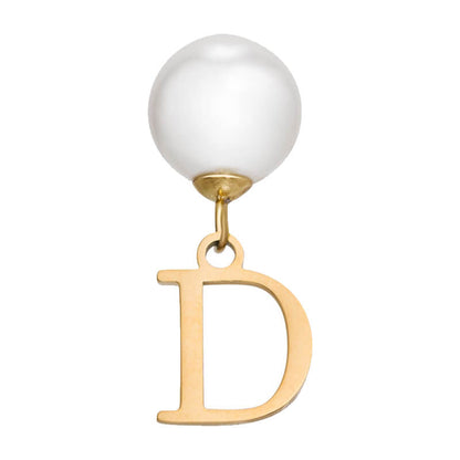 Pearl Initial Drop Earrings (Gold)