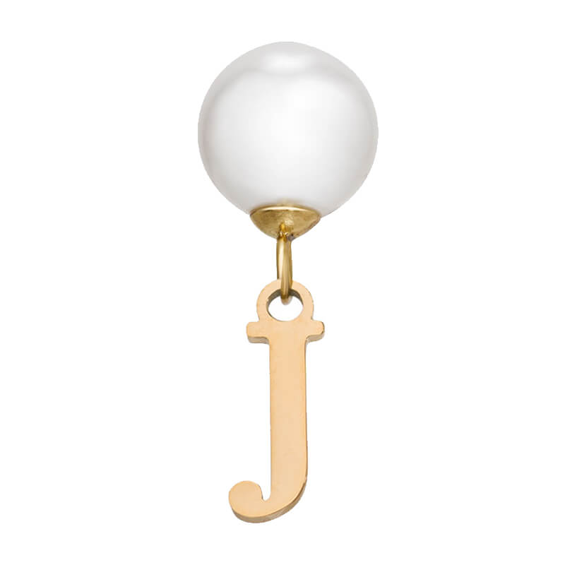 Pearl Initial Drop Earrings (Gold)