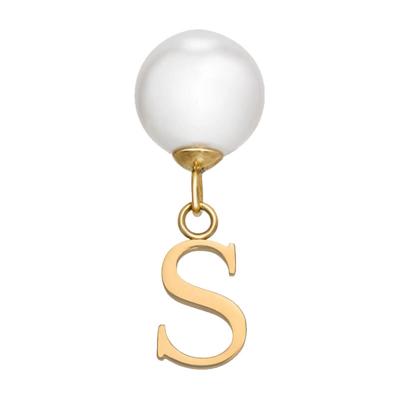 Pearl Initial Drop Earrings (Gold)