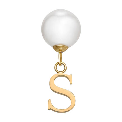 Pearl Initial Drop Earrings (Gold)