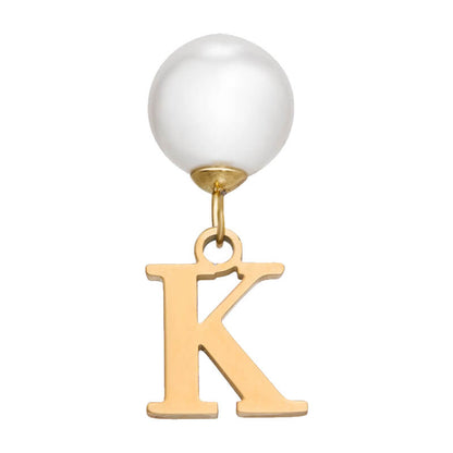 Pearl Initial Drop Earrings (Gold)