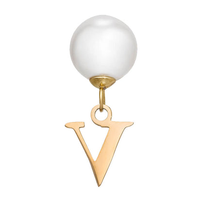 Pearl Initial Drop Earrings (Gold)