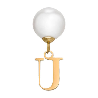 Pearl Initial Drop Earrings (Gold)