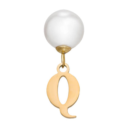 Pearl Initial Drop Earrings (Gold)