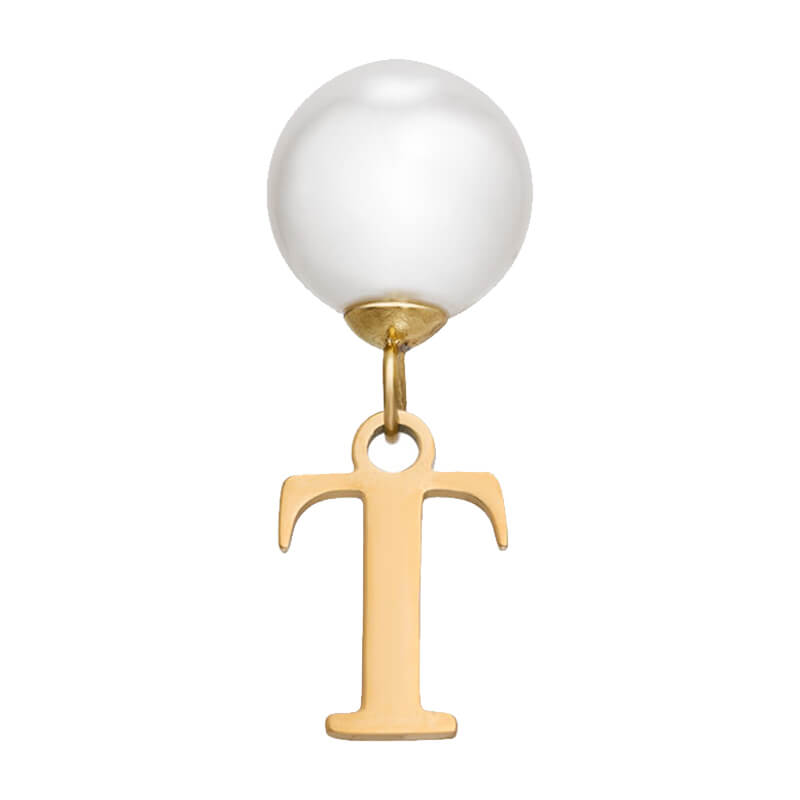 Pearl Initial Drop Earrings (Gold)