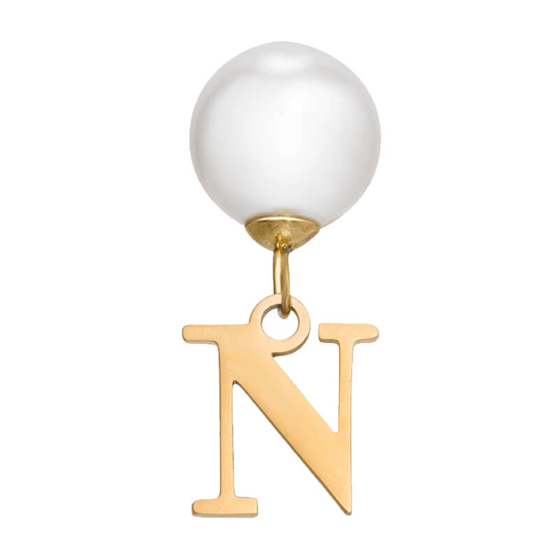 Pearl Initial Drop Earrings (Gold)
